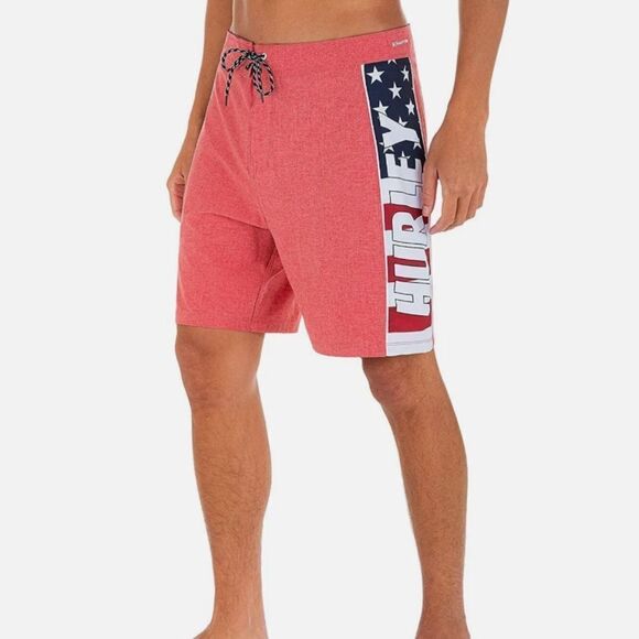 Hurley DB0344 Phantom Fastlane Americana 18" Boardshorts 30Waist Heather Red Nwt - Picture 2 of 5